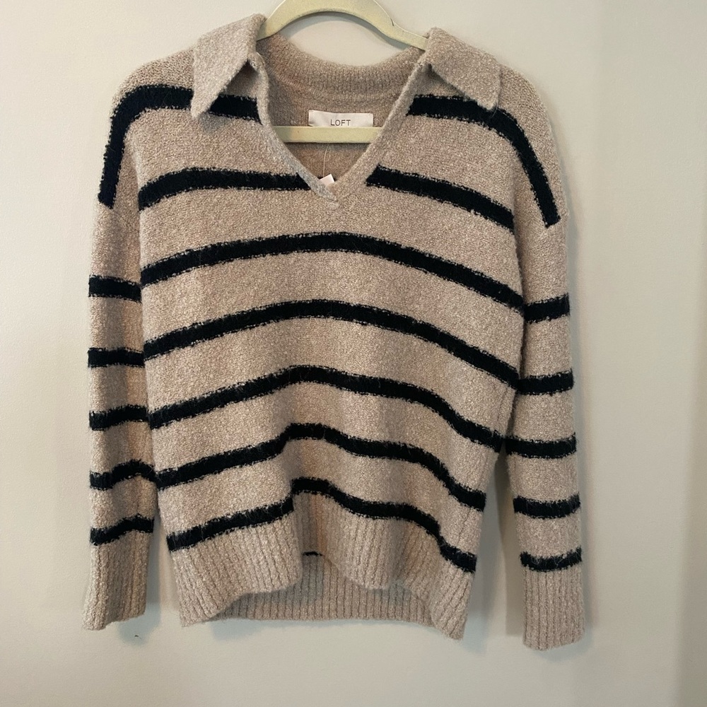 Loft Black and Tan Sweater